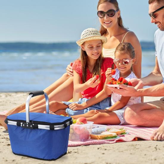 Изолированная корзина для покупок 30 л, большая вместимость, охлаждающая корзина, складная корзина для пикника, термоохлаждающая