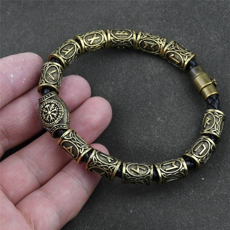 Браслет со скандинавскими рунами Викинго, 13 шт., руны, бусины, Vegvisir, компас, амулет, браслет викингов, славянские аксессуары