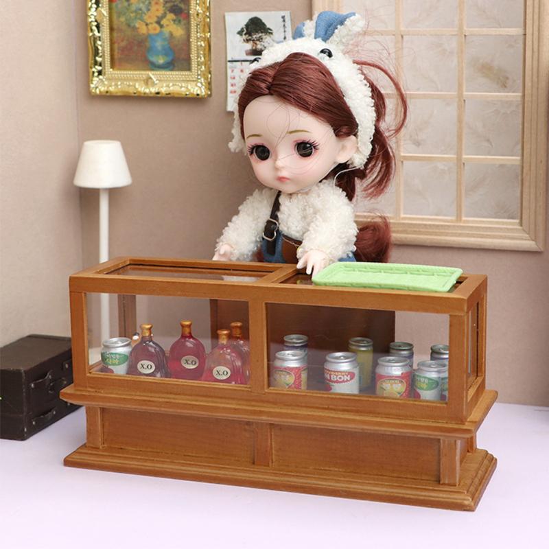1:12 Simulation Display Cabinet Mini Wooden Furniture Dollhouse For Doll Lovers Collection