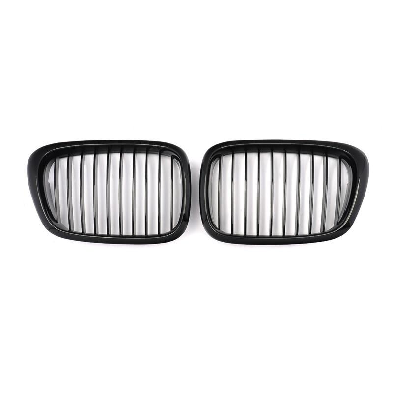 Для BMW 5 серии E39 525 528 530 535 1999-2003 Автомобильная решетка радиатора Передняя решетка "почки" Двойная линия Серебристый Черный 51137005837 51137005838