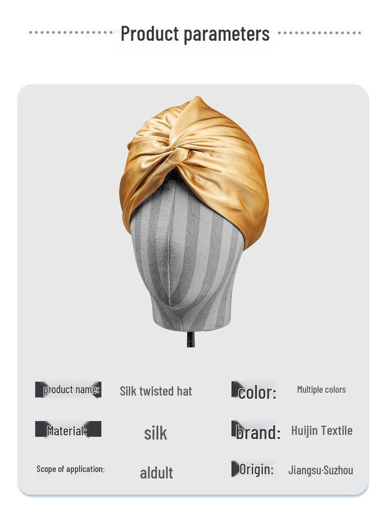 Mulberry Silk Double-Layer Pleated Sleep Cap for Hair Protection