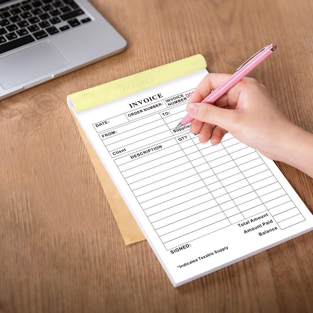 Signature Line Duplicate Invoice Book Tear-Off Commercial Invoice Pad Business