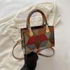 Fashion Patchwork Leather PU Top-handle Bags For Women  Square Design Ladies Handbags Crossbody Shoulder Bags For Daily Used