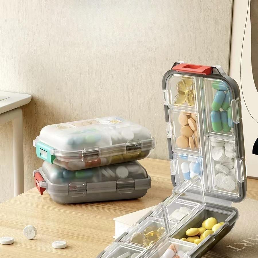 Органайзер для таблеток для путешествий - 10-секционный контейнер для таблеток, компактная и портативная таблетница, идеально подходит для хранения в дороге, держатель для таблеток для сумки