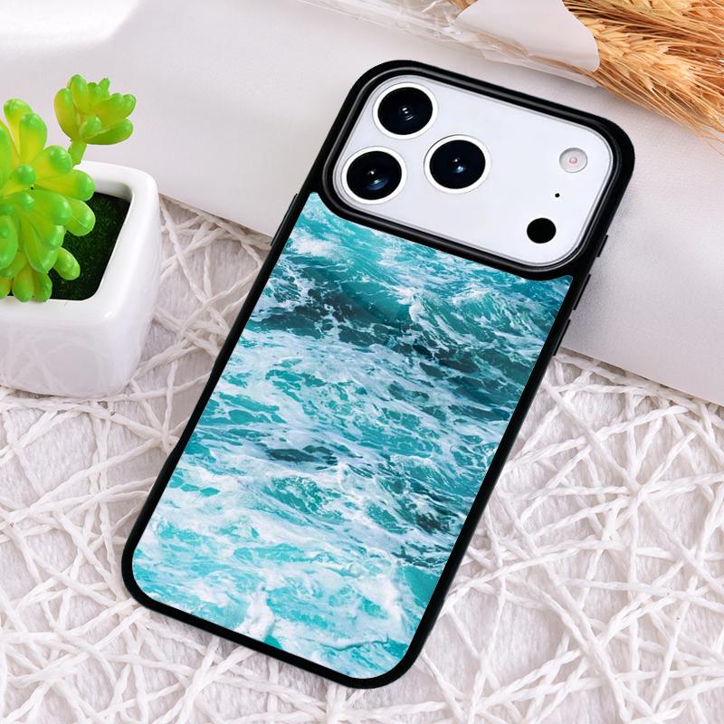 Синие Морские Волны Чехол для Телефона iPhone 17 Air 16 15 11 12 14 13 Pro Max Ударопрочный Чехол