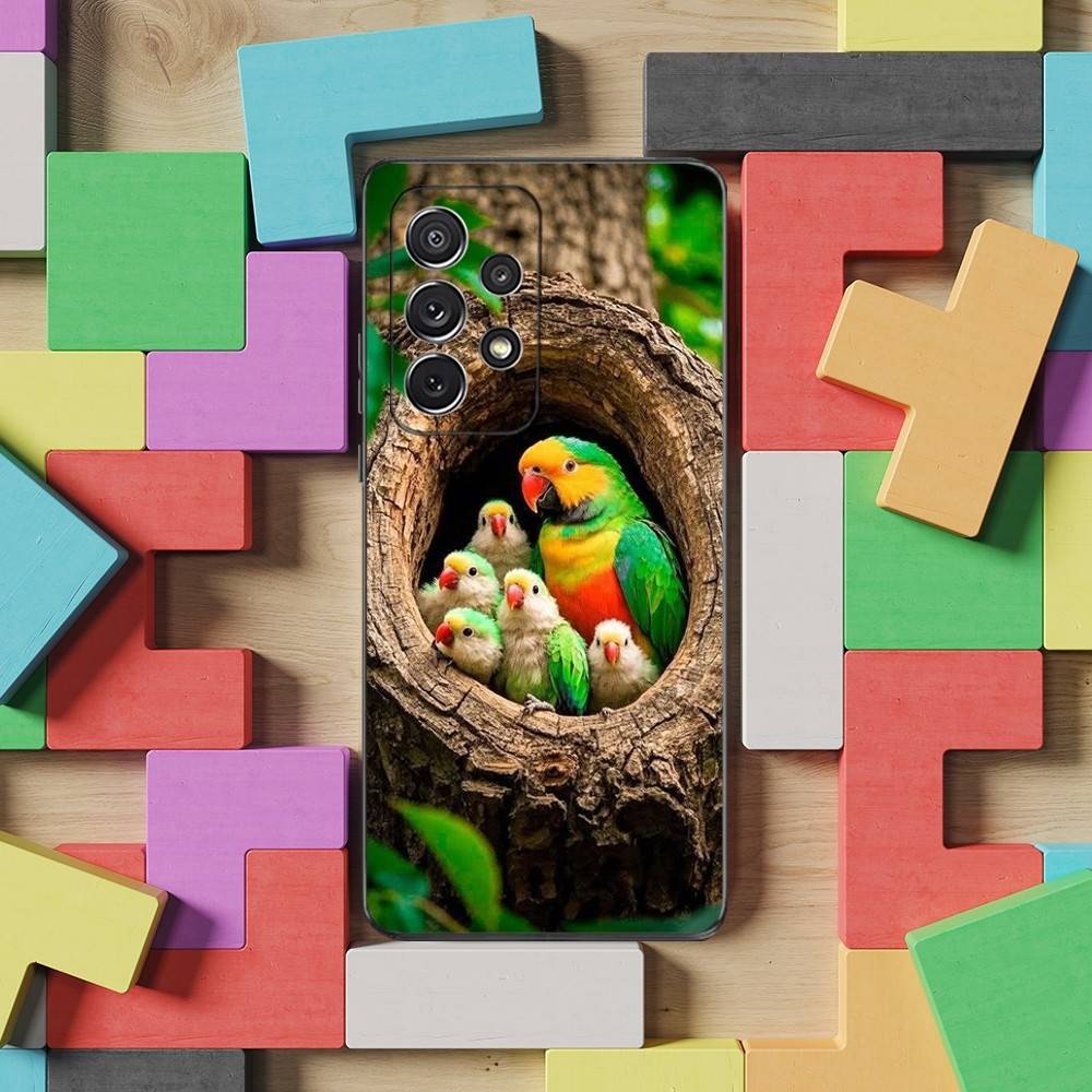 Cute Art Animal Parrot Case For Samsung S10,Plus,S9,S22,S25,Ultra,S24,S21,S20,S23,FE,Lite,Soft Silicone Black