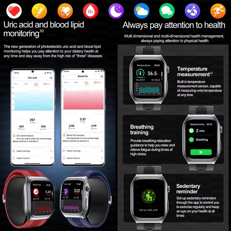 2025 New Sapphire Glass Air Pump Airbag Test Three High Smart Watches Men ECG Heart Rate Blood Pressure Health Tracker Smartwatch