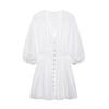 2025 Spring/Summer Women's Slim-Fit Hollow Embroidery V-Neck Long-Sleeved Dress