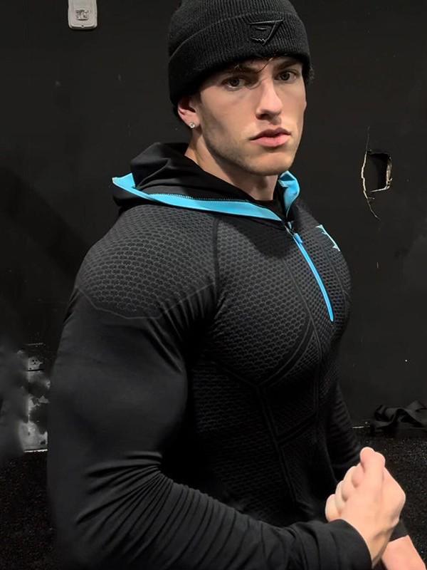 Мужская худи с капюшоном GYMSHARK для тренировок, быстросохнущая, с длинным рукавом, в стиле супергероев