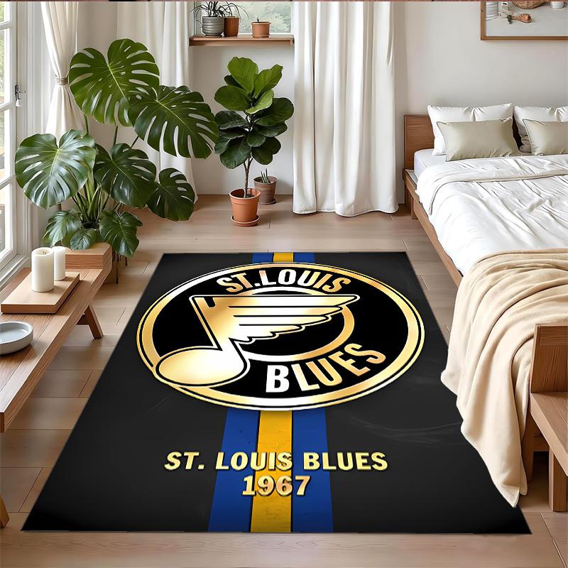 Anti‑Slip Crystal Velvet Floor Rug, St Louis Blues Design Carpet for Indoor Living Bedroom Home Decoration