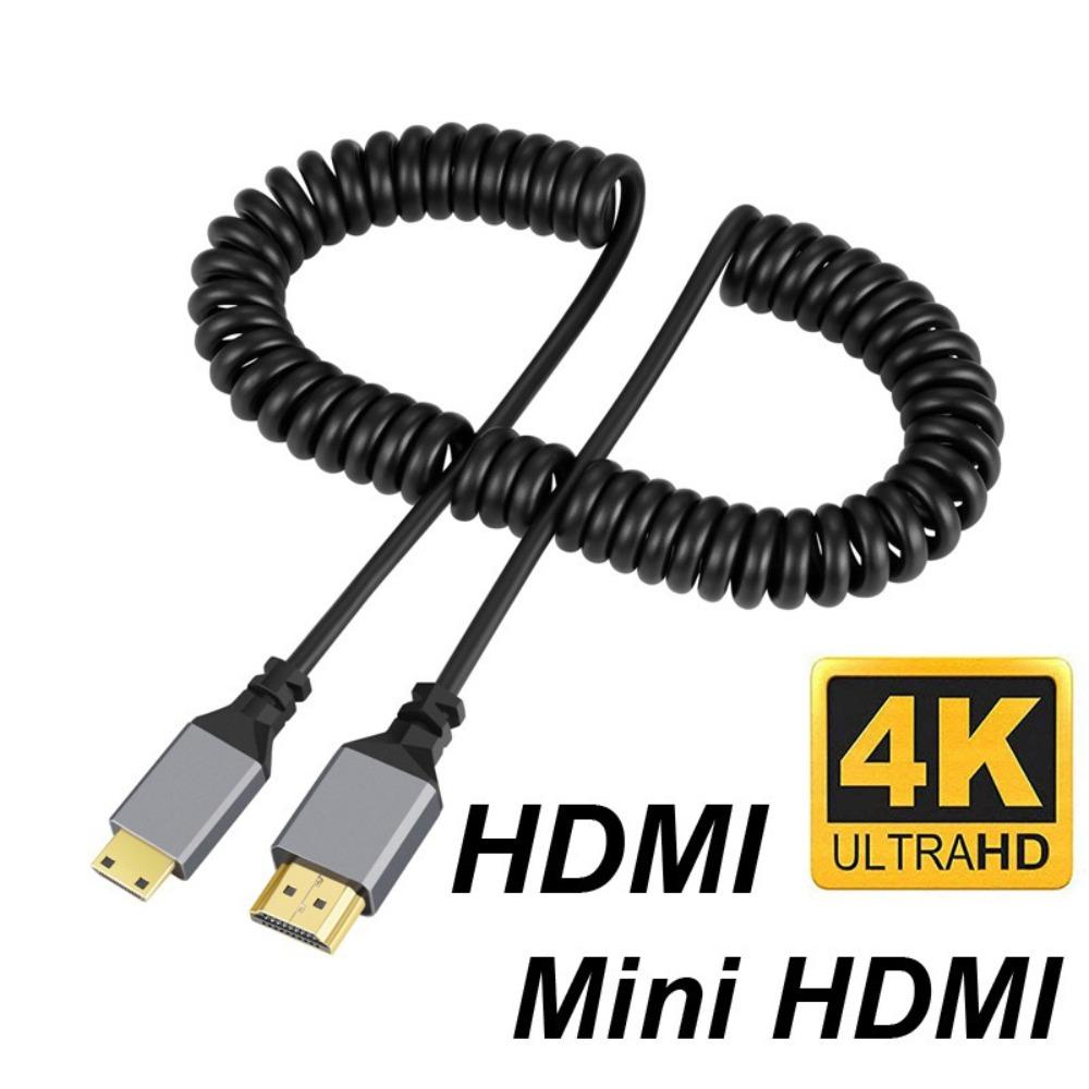 4K 60 Гц Микро Мини HDMI на HDMI Спиральный Кабель 0,5-2,4 м Гибкий HDMI-Совместимый Пружинный Кабель- удлинитель Штекер Папа на Папу