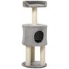 Cat Tree Scratching Posts Scratchers Natural Sisal Climbing Tree Den Plush Platform Height 103 cm Grey