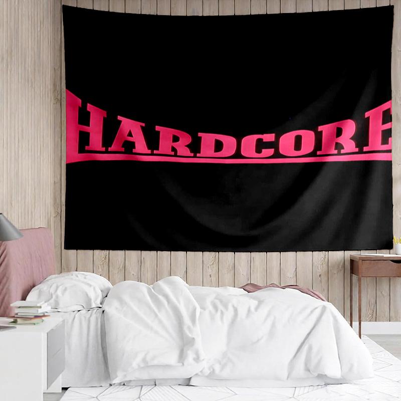 HARDCORE LOGO Tapestry for Bedroom Aesthetic Classroom Tapestries Wall Hanging for Living Room Dorm Office,Ideal Creative Gift