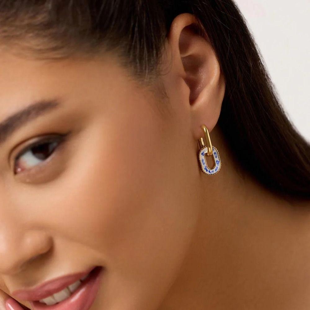 Новые серьги в китайском стиле из сине-белого фарфора, ювелирные аксессуары, серьги-кольца, для девочек