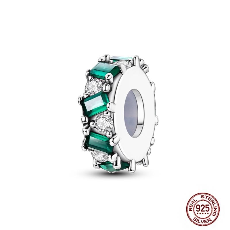 Round 925 Copper Clasp Pave Clip Charms Blue Star Moon Butterfly Slide Safety Chains Spacer Beads Fits Original Bracelet Zircon