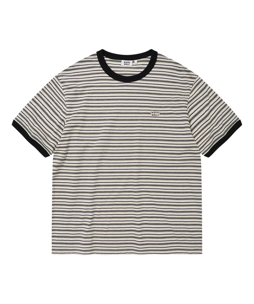 WACKY WILLY Jacquard Multi-Stripe Short Sleeve T-Shirt Gray