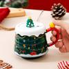 High-Value Christmas Cute Couple Water Cup With Lid, High-End Gift Box, Creative Souvenir Ceramic Cup