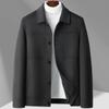 Осенне-зимняя мужская куртка, двухсторонняя шерстяная куртка ручной работы, пальто для людей среднего возраста и молодежи с лацканами, однотонное шерстяное пальто
