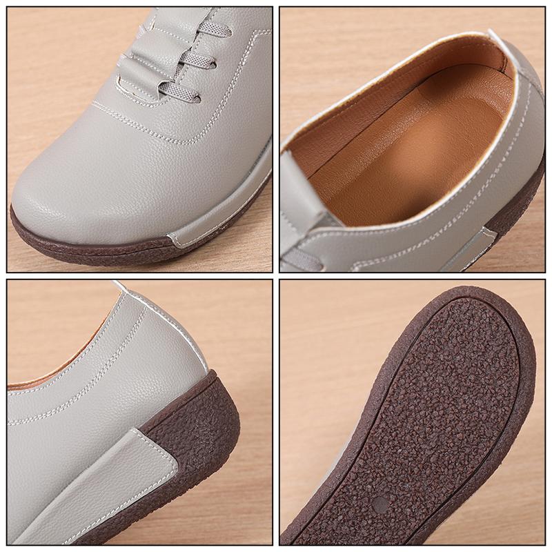 Женские туфли из натуральной кожи на толстой подошве, Нескользящие раскачивающиеся туфли на платформе, рабочая обувь для мам