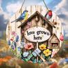1 Piece of Rustic Wooden "love Grows Here" Aviary Welcome Sign, 7.87 Inches/20cm Round Wall Decorative Plaque, Farmhouse Style
