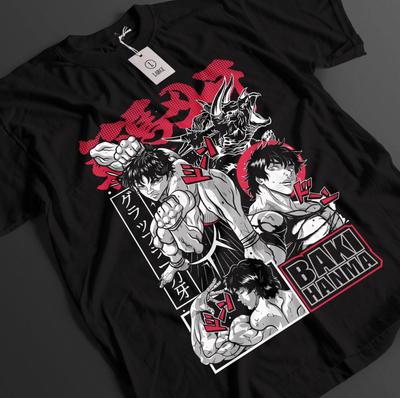 Футболка Baki The Grappler Футболка Baki Hanma Топ Yujiro Боевая футболка Унисекс