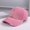 Womens Handmade Pearl Embellished Baseball Cap Gradient Color Sun Hat Lightweight Adjustable Visor