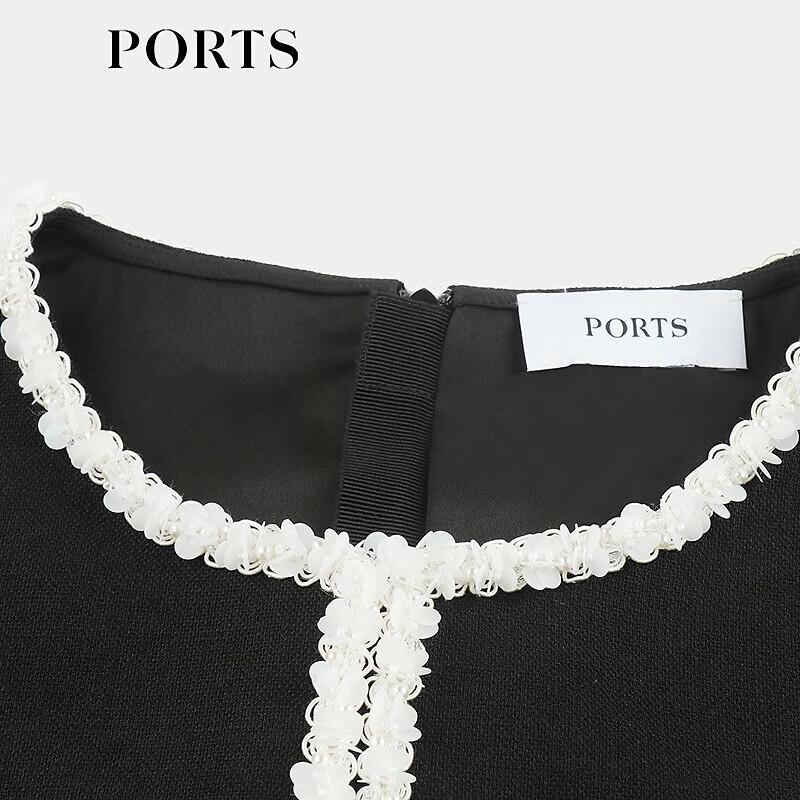 Ports Женское платье миди из ацетатной смеси с контрастной отделкой, осень 2025