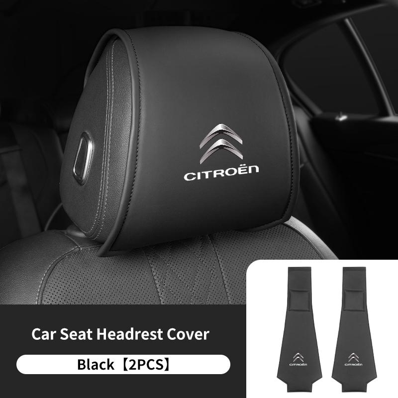 DBGO4 2PCS Leather Car Seat Headrest Protective Cover Accessories For Citroen C4 C3 C5 C2 Berlingo Celysee Cactus Picasso Saxo Grand
