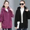 Women Winter Hoodie Thick Fleece Drawstring Hooded Outerwear Full Sleeves Zipper Closure Windproof Cardigan Jacket with Pockets