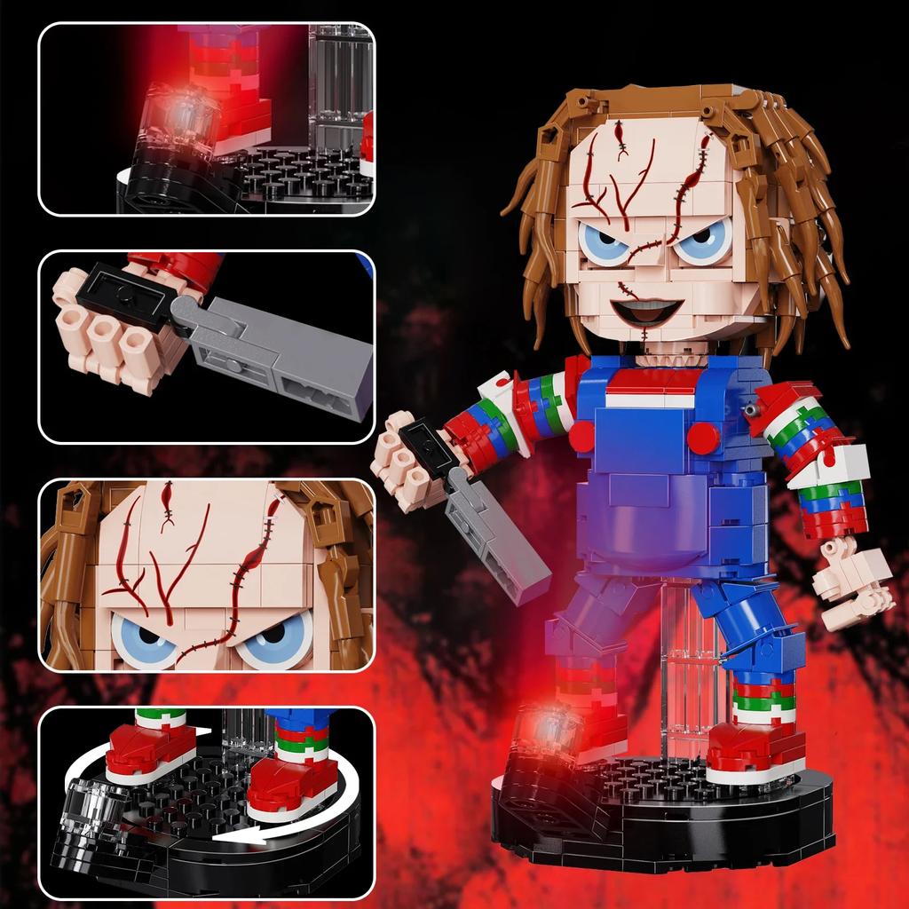 Набор строительных блоков Chucky Brickheadz из фильма «Детские игры», модель фигурок ужасов, игрушки для подарков на Хэллоуин(494 шт.)