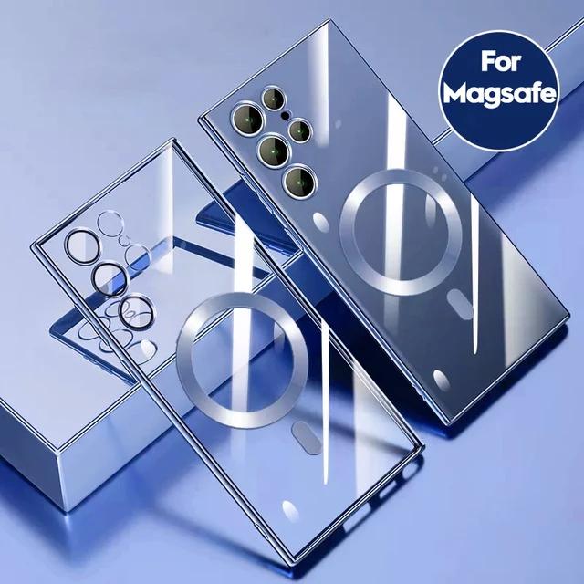 Для Samsung Galaxy S25 S24 S23 Ultra Plus Роскошный Magsafe Plating Прозрачный противоударный магнитный мягкий чехол для Samsung Galaxy S22 S21