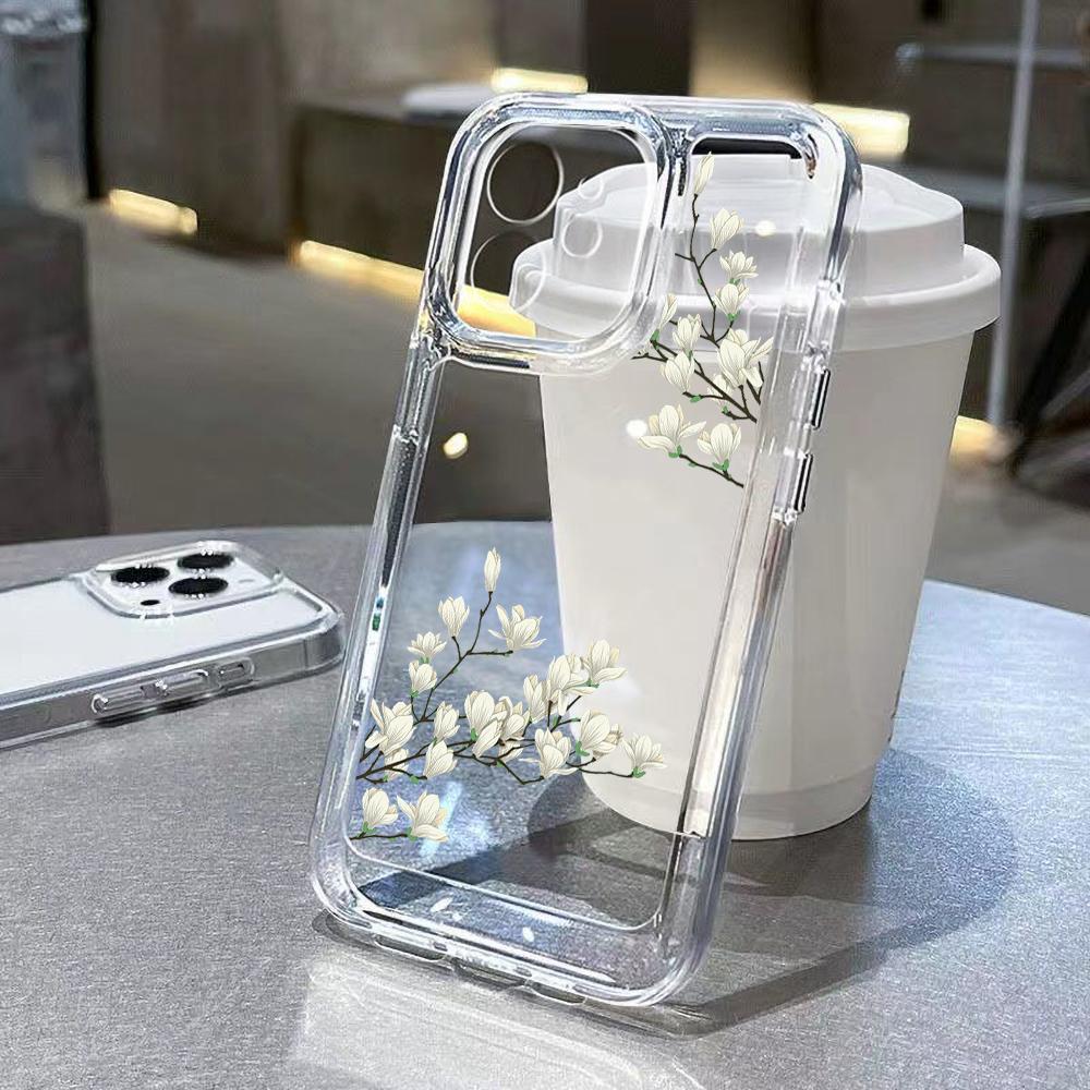 Soft Clear Phone Case For iPhone 11 Case iPhone 13 14 12 15 Pro Max XS Max XR X 7 8 Plus SE Shockproof Aesthetic Flower Cover