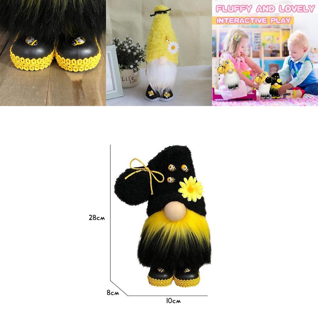 Bumble Bee Nordic Gnome Gonk Tomte Sunflower Plush Doll Ornament Decor Adorable Size With Black Yellow Colors