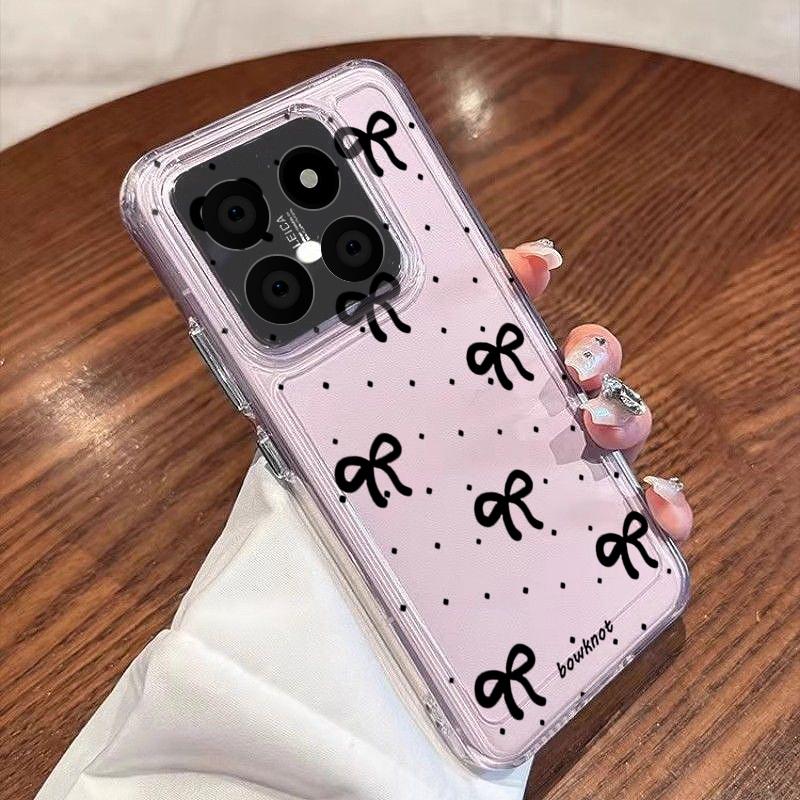 Чехол с розовыми бантами и цветочным узором для Xiaomi Redmi Note 15 Pro 4G Funda Redmi Note 14 13 Pro 5G Прозрачный силиконовый мягкий чехол из ТПУ