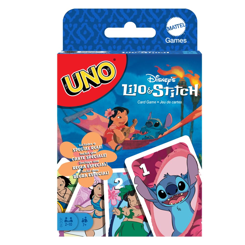 Mattel Games UNO Лило Стич Принадлежности для вечеринки Карта 112 для возраста 7 и JCC10 & Игра, Карты, 2-10 игроков, Вверх, Синий,