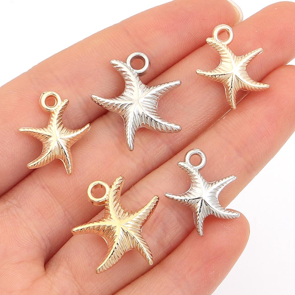 50pcs/lot CCB Starfish Charms Marine Animal Pendants For Jewelry Making DIY Bracelet Necklace Pendant Keychain Accessories