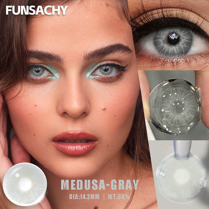 FUNSACHY 1 Pair New Color Contact Lenses for Eyes Beautiful Pupil Fashion Gray Brown Soft Lenses Yearly Cosmetics Korean Lens
