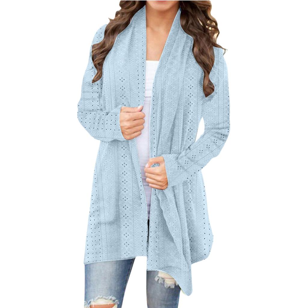 Women's Asymmetrical Open Front Knit Cardigan Long Sleeve Casual Cover Up Loose Fit