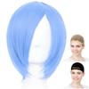 CaseEden Cosplay Wig, Premium, Smooth, Short, Light Blue, 6115