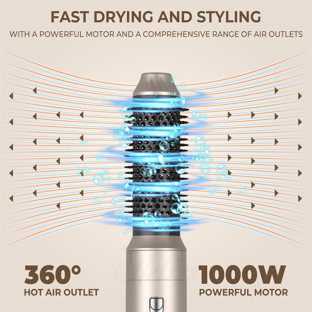 5 In 1 Hair Dryer Brush and Volumizer Negative Ion Detachable Hair Blow Dryer Styler Hot Air Brush Air Styling Curling Iron