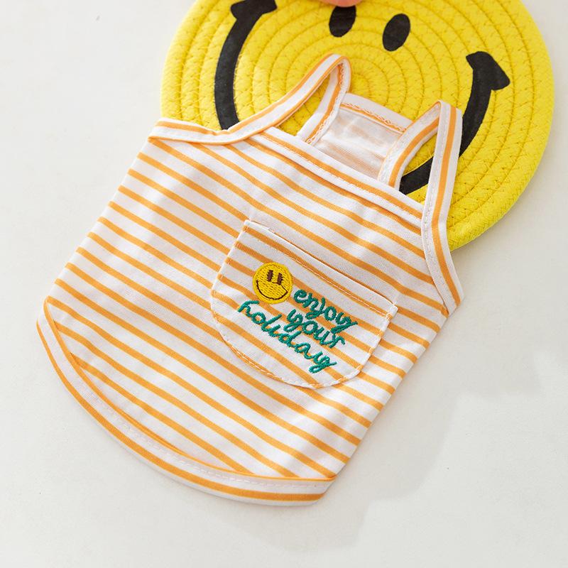 Spring Summer Dog Dopamine Letter Striped Suspender Small Dog Striped Smiley Teddy Cat Pet Dog Clothes