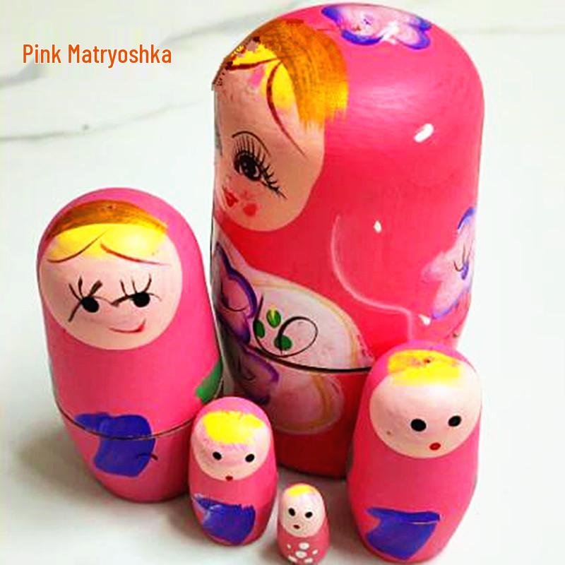 Популярные деревянные поделки Русские матрешки: Набор из 5 кукол ручной работы в мультяшном стиле