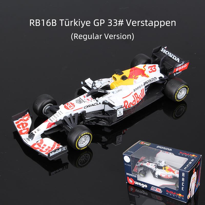 Ббураго 1:43 Ферстаппен F1 Модель автомобиля из сплава Red Bull Racing Rb16B Rb19 Rb20 Rb21 Статическая литая игрушка