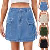 Женская модная джинсовая короткая юбка с мытыми краями Юбка
