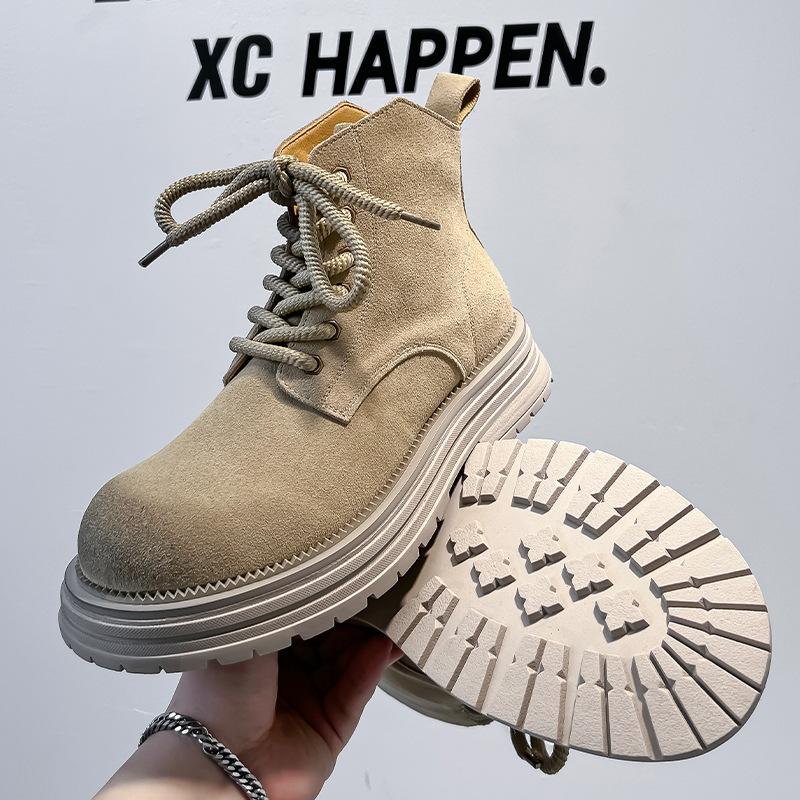 Ботинки мартин мужские осенне-зимние парные высокие рабочие ботинки в британском стиле средней высоты из матовой кожи Tide 24458-A