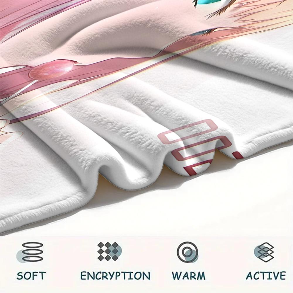 1 шт. Пледа из фланели с принтом Зеро Ту из DARLING in the FRANXX, Высокое качество, Для всех сезонов, Декор для дома, Тепло и уют, Идеально для рождественских подарков