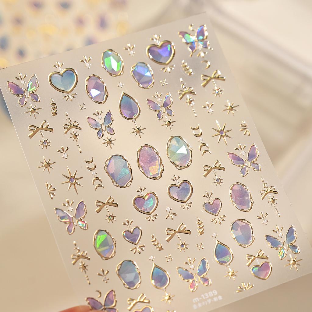 Plaid Star Vintage Academic Five-Pointed Star Small 5D Nail Art Stickers Embossed Nail Decals Manicure for Women