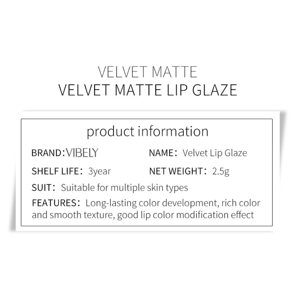 VIBELY Прозрачный стеклянный маленький тюбик Бархатная матовая глазурь для губ Матовая антипригарная блестящая перламутровая глазурь для губ