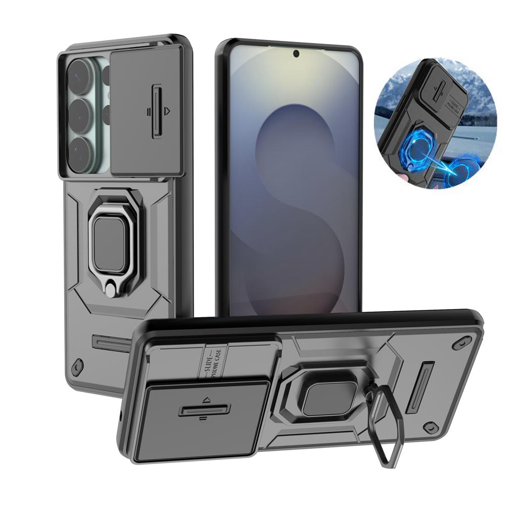 Slide Camera Lens Shockproof Armor Case For Samsung Galaxy S26 Ultra S26+ S26 Plus 5G Holder Ring Stand Cover