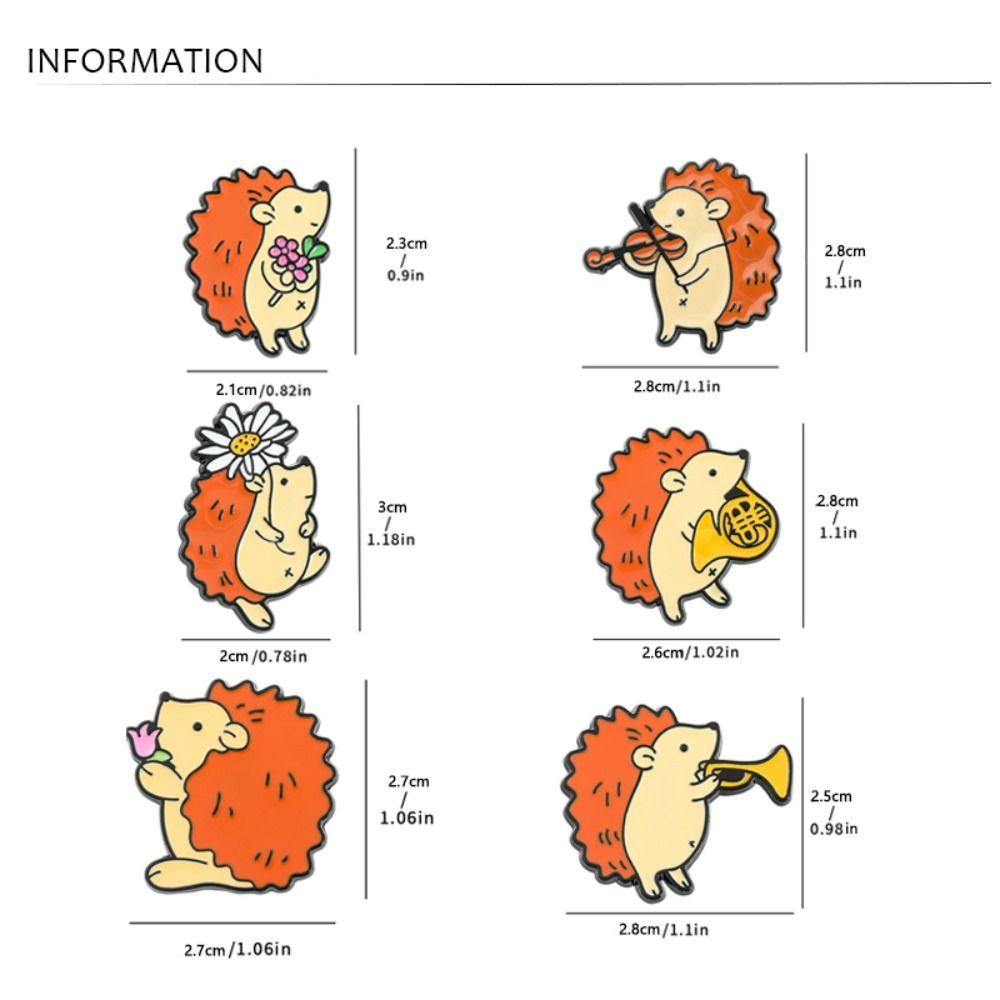 French Horn Zinc Zinc Alloy Musician Audience Pin Enamel Badge Cartoon Hedgehog Brooch Backpack Decoration